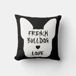 Black nose love Face Abstract French Bulldog Throw Pillow