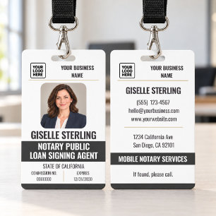 Black Notary Public Loan Signing Agent Photo Badge