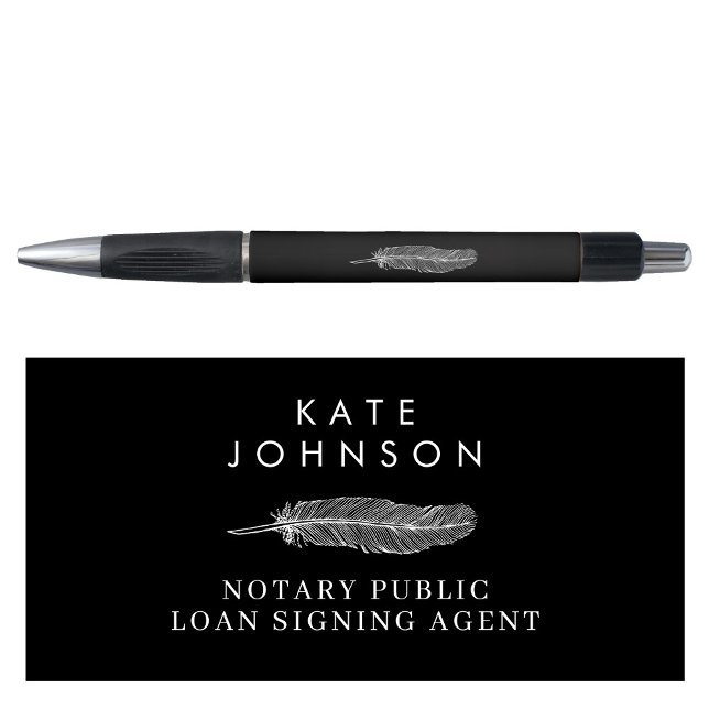 Black Notary Signing Agent Feather Quill Logo Pen (Black Notary Signing Agent Feather Quill Logo Pen)