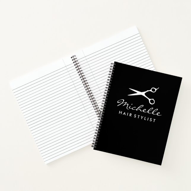 Black notebook for hair salon stylist or barber (Inside)