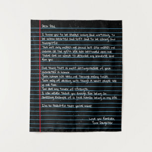 Black Notepaper Dad Letter Gift for Father Tapestry