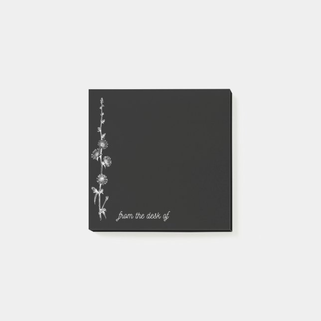 Black Notes with Bunches of White Vintage Flowers (Front)