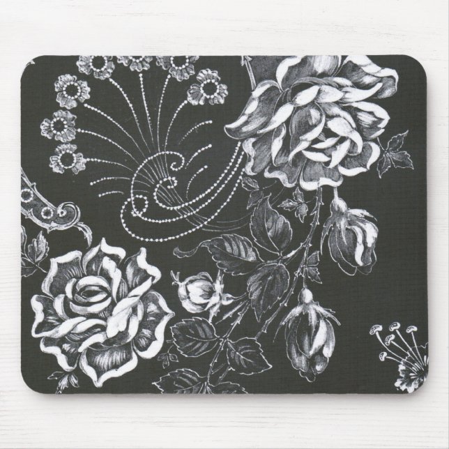 Black Nouveau Floral...mousepad Mouse Pad (Front)
