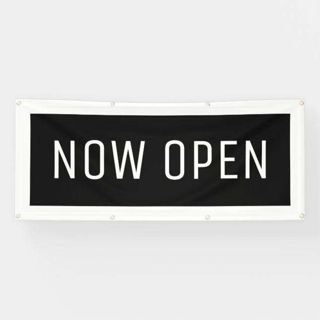 Black Now Open Banner (Horizontal)