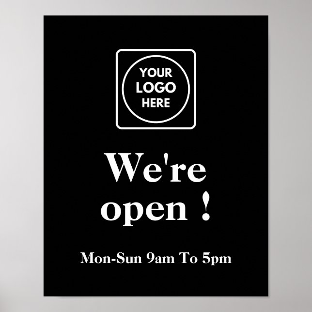 Black Now Open Poster | Custom Business Opening  (Front)