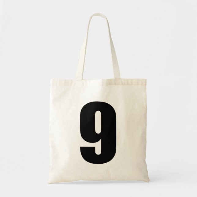 black number 9 on budget tote (Front)