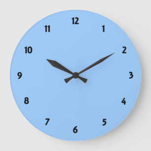 Black Number Clock Face Blue Colour Round Clock