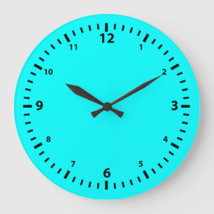 Black Number Faceplate on Aqua Blue Large Clock
