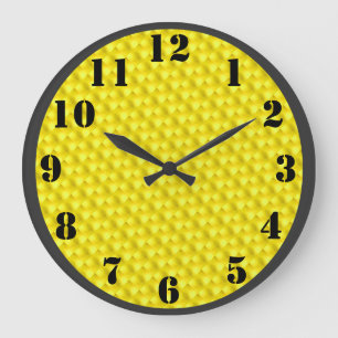 Black Numbers on Yellow Background Large Clock