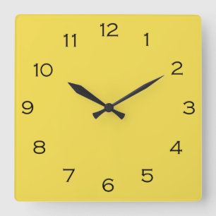 Black Numbers On Yellow wccn Square Wall Clock