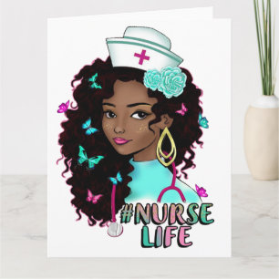 Black nurse hospital nurses' melanin woman nursing card