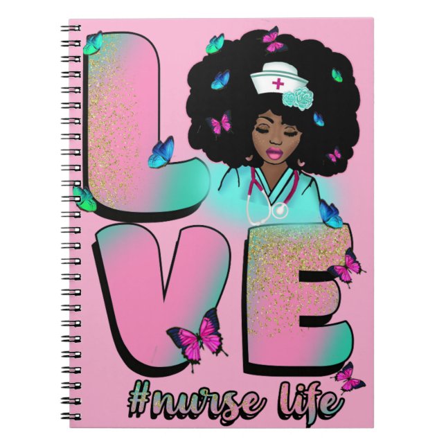 Black nurse life rn cna nursing school melanin sis notebook (Front)