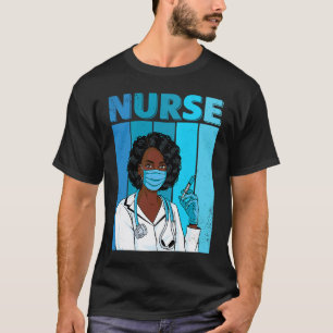 Black Nurse Uniform Face Mask Afro African Black H T-Shirt