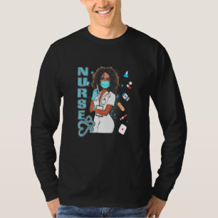 Black Nurse Uniform Face Mask Afro African Women T-Shirt