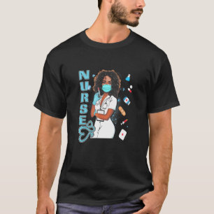 Black Nurse Uniform Face Mask Afro African Women T-Shirt