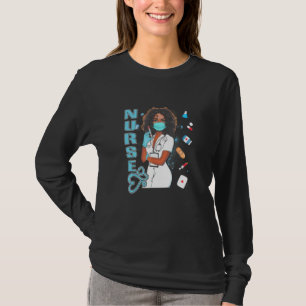 Black Nurse Uniform Face Mask Afro African Women T-Shirt
