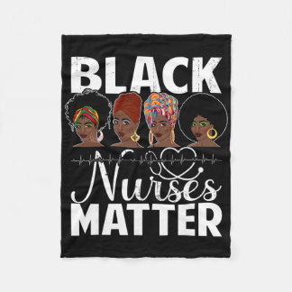 Black Nurses Problem - African American Afro Nurse Fleece Blanket