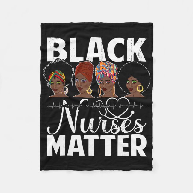 Black Nurses Problem - African American Afro Nurse Fleece Blanket (Front)