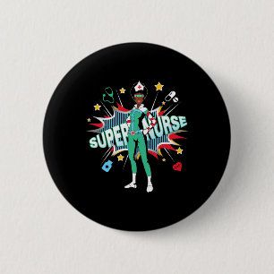 Black Nurses Rock Shirt Super Hero Funny Black Rn 2 Inch Round Button
