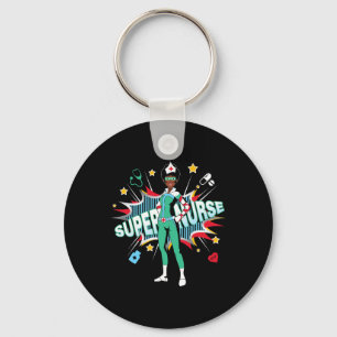 Black Nurses Rock Shirt Super Hero Funny Black Rn Keychain