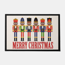 Black Nutcracker Christmas Door Mat
