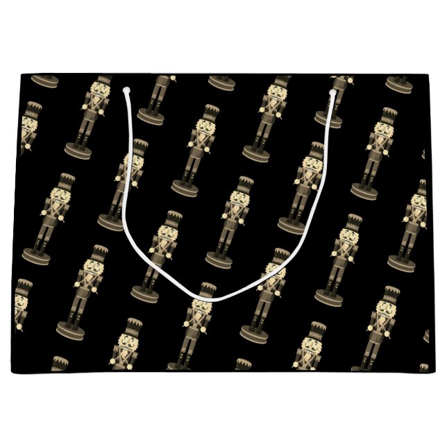 Black Nutcracker Soldier Christmas | Large Gift Bag (Front)