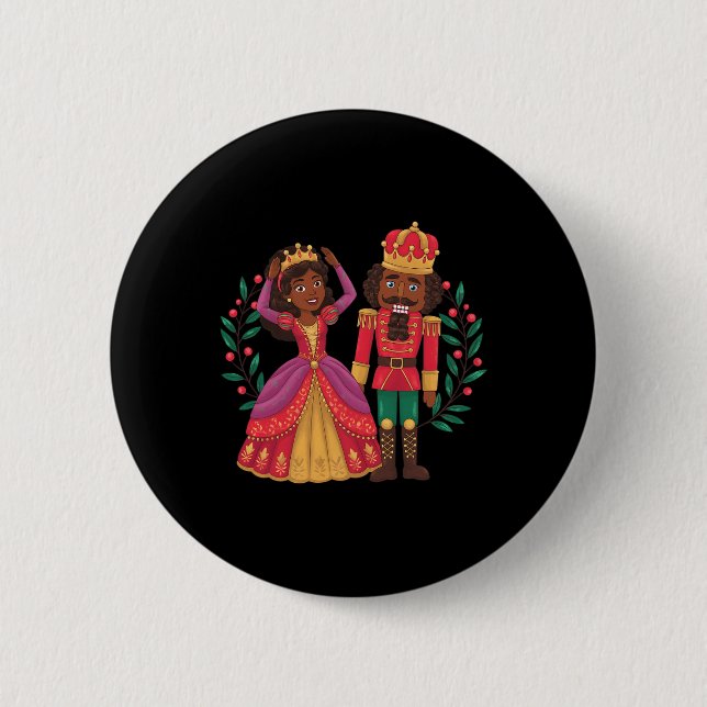 Black Nutcracker Sugar Plum Fairy Kwanzaa African  2 Inch Round Button (Front)
