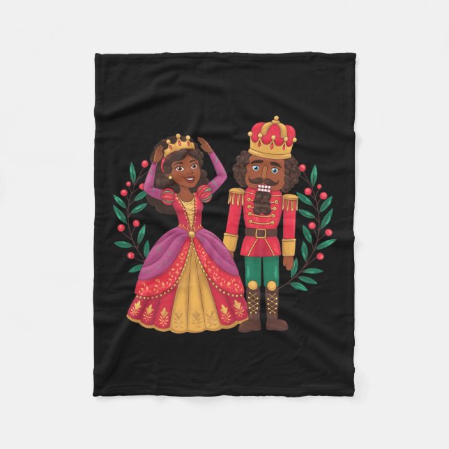 Black Nutcracker Sugar Plum Fairy Kwanzaa African  Fleece Blanket (Front)