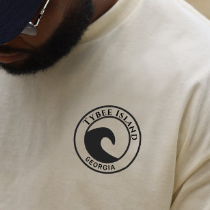 Black Ocean Wave Circle Design Tybee Island T-Shirt