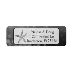 Black Oceanic Starfish Return Address Labels