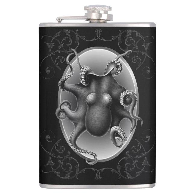 Black Octopus Drinkware Set Flask (Front)