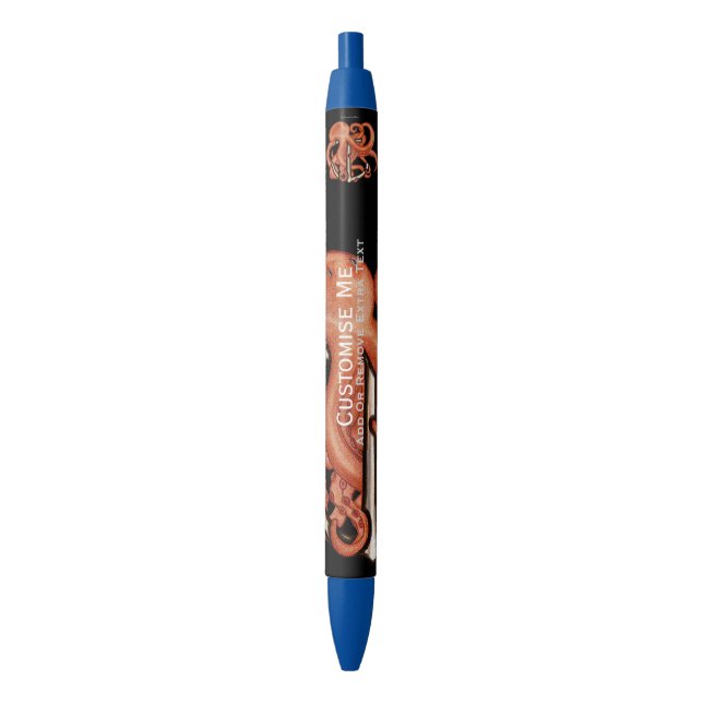 Black Octopus Over Anchor Black Ink Pen (Front Vertical)