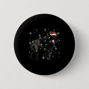 Black Odle Dog Christmas Lights Funny Santa Hat Do 2 Inch Round Button