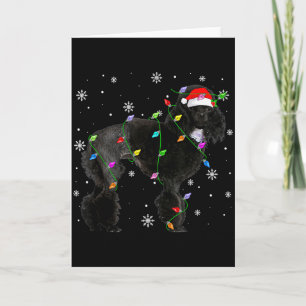 Black Odle Dog Christmas Lights Funny Santa Hat Do Card