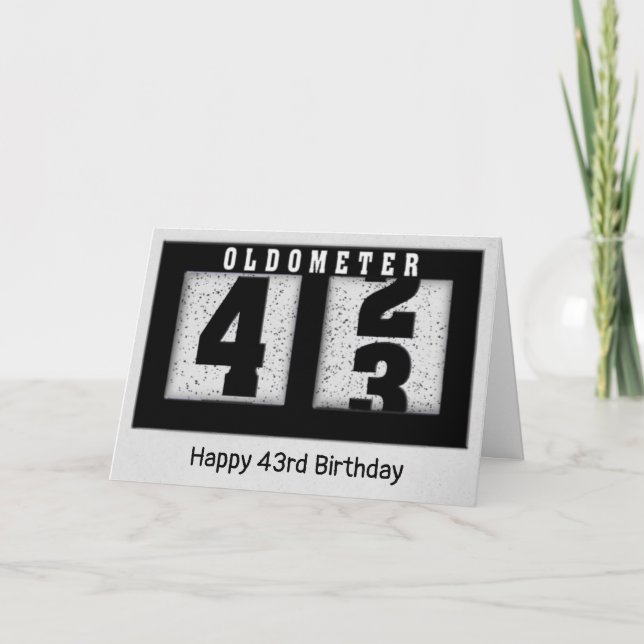 Black Odometer for 43rd Birthday  Card (Front)