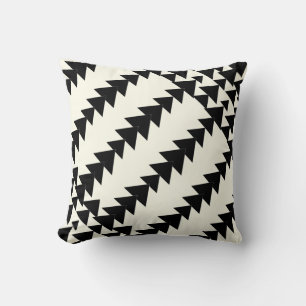 Black & Off White Arrow Diamond Geometric Pattern Throw Pillow