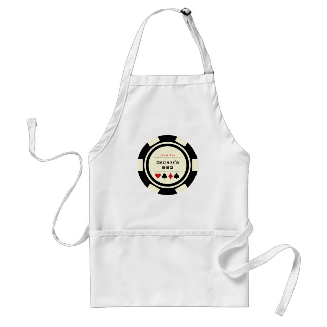 Black Off White Las Vegas Casino Poker Chip BBQ Standard Apron (Front)