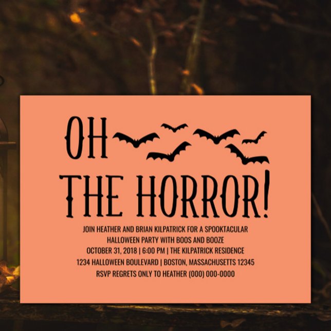 Black Oh The Horror Invitation de la fête d'Hallow (Black Oh The Horror Halloween Party Invite)
