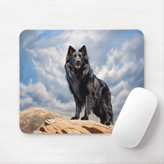 Black Old German shepherd dog  Mouse Pad (With Mouse)