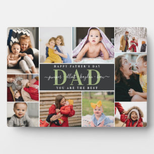 Black & Olive Best Dad Father's Day Photo Collage Plaque