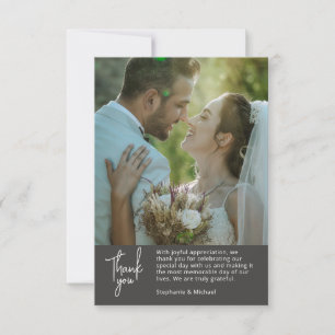 Black Olive • Elegant Photo Wedding Thank You Card