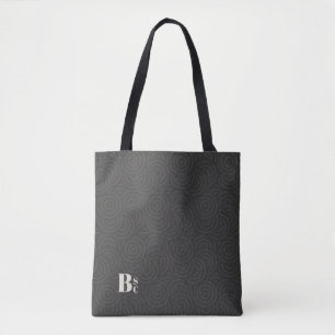 Black Olive • Random Circles Monogram Tote Bag