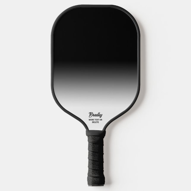 Black Ombre Gradient Custom Text Name Cool Pickleball Paddle (Front)