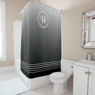 Black Ombre Monogrammed Shower Curtain