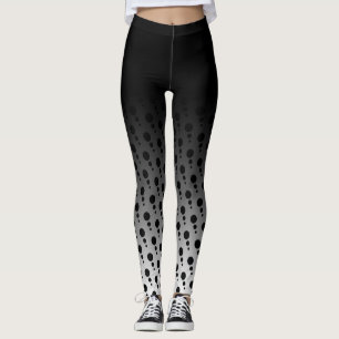 Black Ombre w/ Black & White Circle Trios Pattern Leggings