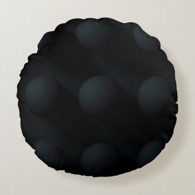 Black on black circles round pillow (Front)