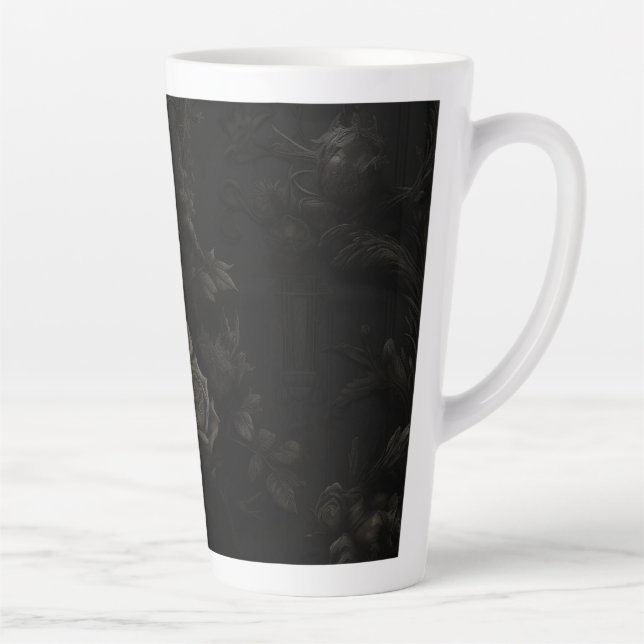 Black on Black Design Latte Mug (Right)