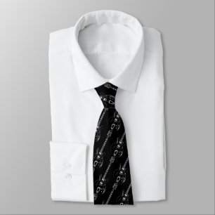 Black On Black Electric Guitar Pattern Tie