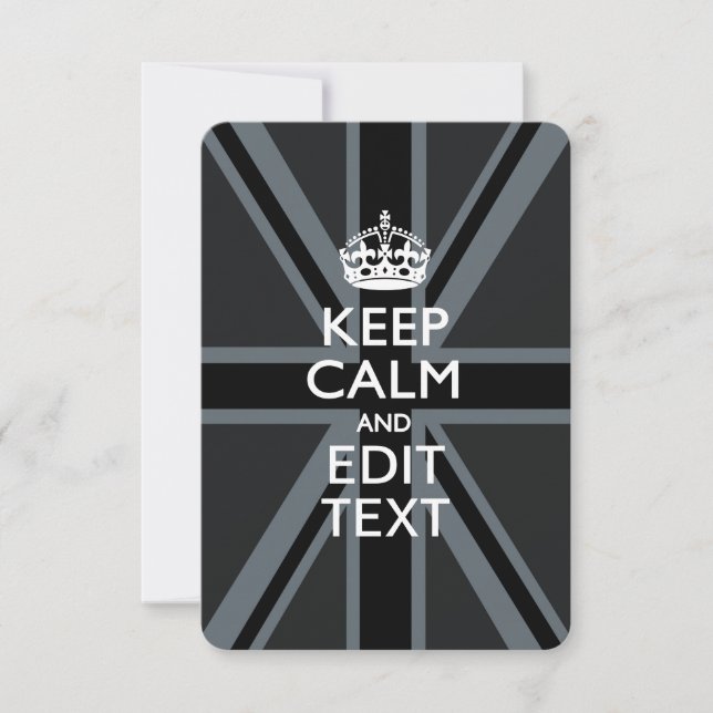 Black on Black  Keep Calm and Your Text Union Jack (Front)