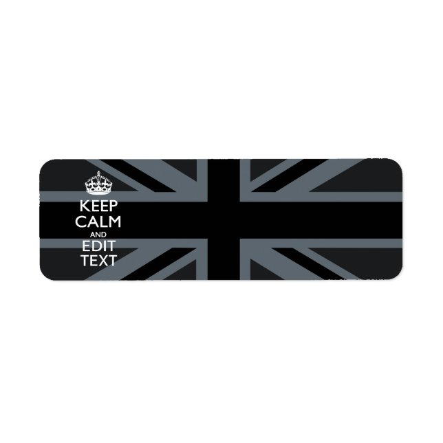 Black on Black  Keep Calm and Your Text Union Jack (Front)